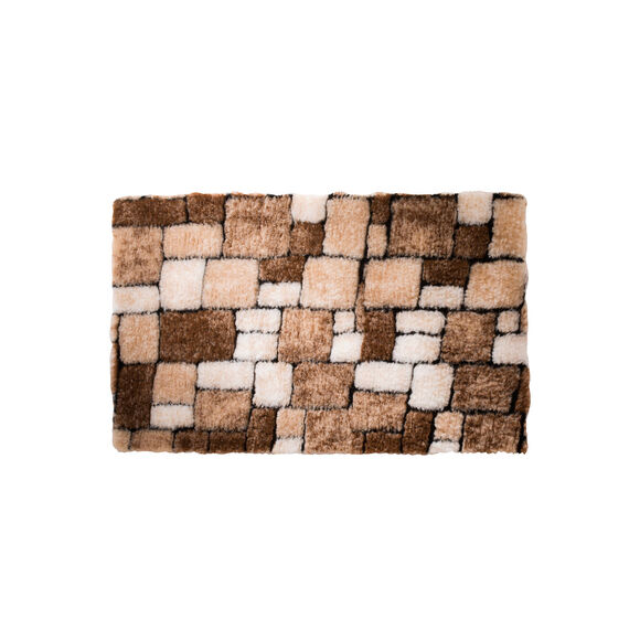 Tapis de bain mosaïque toucher peluche (marron) Tapis de bain mosaïque toucher peluche (marron)